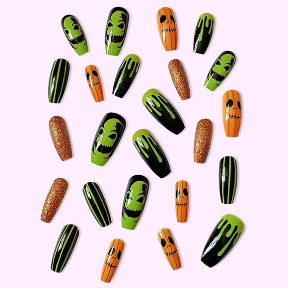 Halloween NBC Oogie Boogie Long Coffin 24 Piece Set Press On Nails - Picture 3 of 3